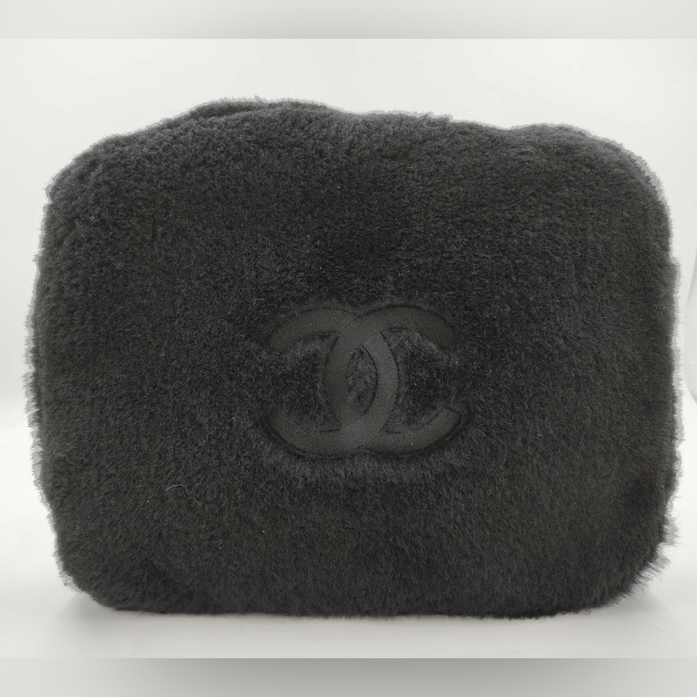 CHANEL Black Shearling Laptop/Ipad Case